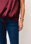 Malissa J One Size V Neck Drawstring Top, Wine