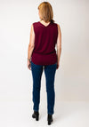 Malissa J One Size V Neck Drawstring Top, Wine