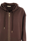 Malissa J One Size Stud Trim Hooded Jacket, Brown