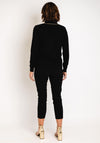 Malissa J One Size Gold Chain Trim Knit Cardigan, Black