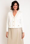 Natalia Collection One Size Gold Chain Trim Knit Cardigan, White