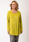 Malissa J Ribbed Long Sleeve One Size Top, Lime Green