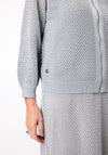 Malissa J One Size Metallic Crochet Knit Cardigan, Silver