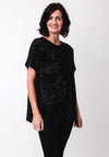 Malissa J One Size Fabric Flower T-Shirt, Black