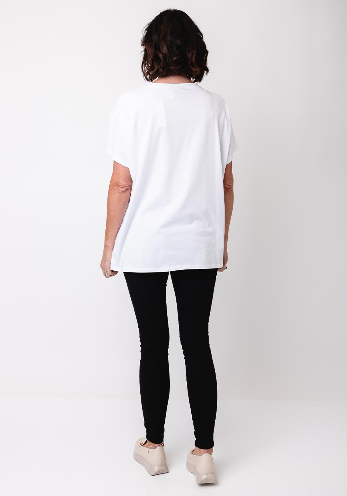 Malissa J One Size Fabric Flower T-Shirt, White
