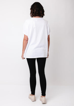 Malissa J One Size Fabric Flower T-Shirt, White