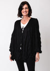 Malissa J One Size Bubble Effect Tie Front Cardigan, Black