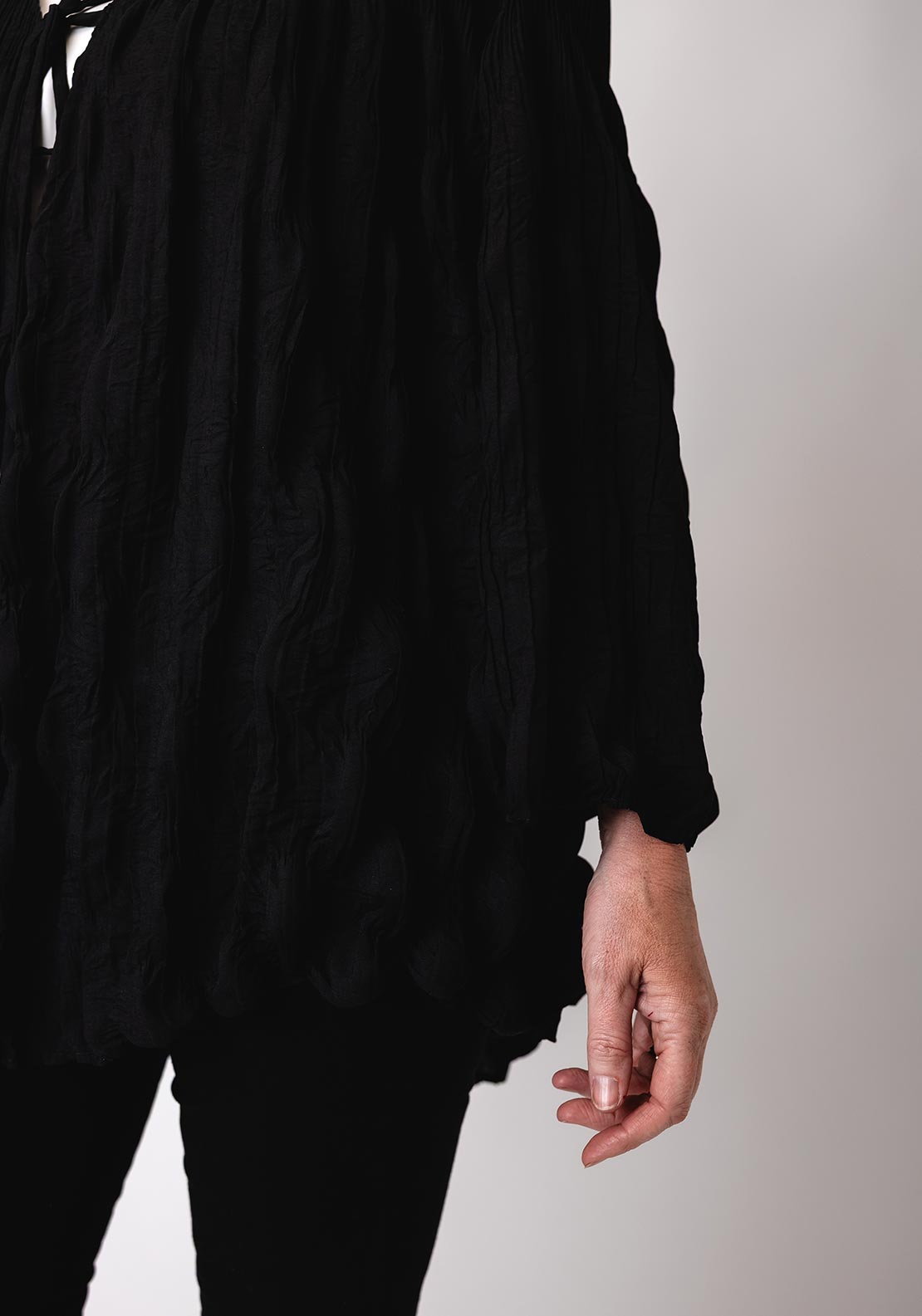 Malissa J One Size Bubble Effect Tie Front Cardigan, Black