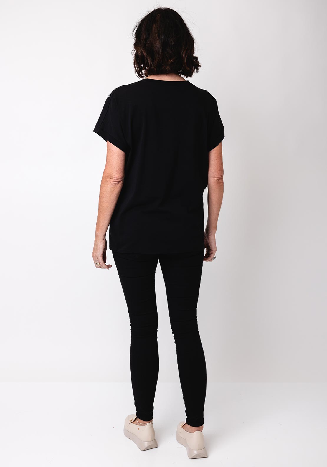 Malissa J One Size Embellished Abstract Print T Shirt, Black