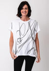 Malissa J One Size Embellished Abstract Print T Shirt, White