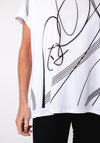 Malissa J One Size Embellished Abstract Print T Shirt, White