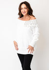 Malissa J One Size Embellished Off Shoulder Jumper, White