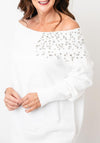 Malissa J One Size Embellished Off Shoulder Jumper, White