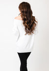 Malissa J One Size Embellished Off Shoulder Jumper, White