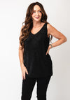 Malissa J One Size Embellished V Neck Knit Top, Black
