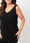 Malissa J One Size Embellished V Neck Knit Top, Black