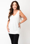 Malissa J One Size Embellished V Neck Knit Top, White