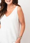 Malissa J One Size Embellished V Neck Knit Top, White