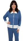 Malissa J Knitted With Embellished Buttons Cardigan, Blue