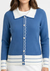 Malissa J Knitted With Embellished Buttons Cardigan, Blue