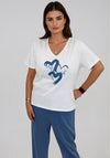 Malissa J Denim And Rhinestone Detail T-Shirt, White