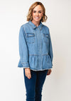 Malissa J One Size Frill Denim Jacket, Blue