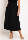 Natalia Collection One Size Cropped Wide Leg Trousers, Black