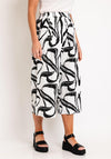Natalia Collection One Size Crinkle Cropped Wide Leg Trousers, Monochrome