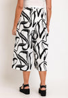 Natalia Collection One Size Crinkle Cropped Wide Leg Trousers, Monochrome