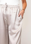 MALISSA J WIDE LEG TEXTURED SATIN TROUSERS