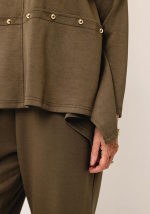 Malissa J One Size Stud Detail Trousers, Green