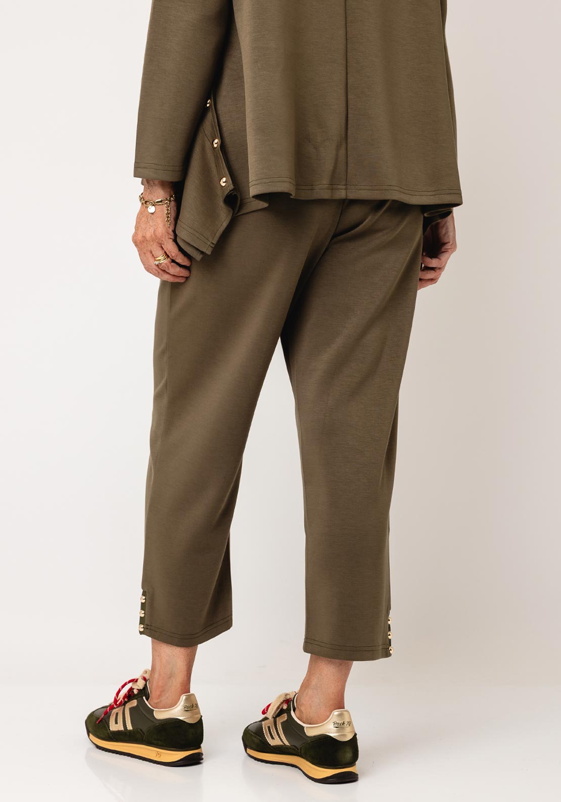 Malissa J One Size Stud Detail Trousers, Green