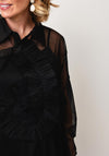 Malissa J Frill Detail Mesh One Size Shirt Dress, Black