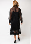 Malissa J Frill Detail Mesh One Size Shirt Dress, Black