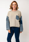Malissa J Contrasting Knit Denim One Size Jumper, Stone