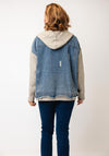 Malissa J Contrasting Zip UP Hooded Knit Denim Jacket One Size, Stone