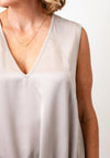 Malissa J One Size V-neck Drawstring Vest Top, Stone