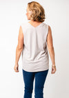 Malissa J One Size V-neck Drawstring Vest Top, Stone