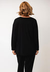 Malissa J One Size Textured Pocket Detail Long Sleeve Top, Black