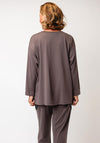 Malissa J One Size Textured Pocket Detail Long Sleeve Top, Mushroom
