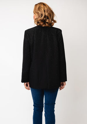 Malissa J Rhinestone Single Button Blazer, Black