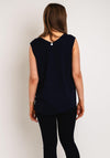Natalia Collection One Size Material Mix Drawstring Top, Navy