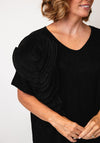 MALISSA J RIPPLE JERSEY V NECK TOP WIH FLOWER
