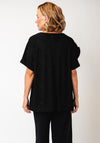 MALISSA J RIPPLE JERSEY V NECK TOP WIH FLOWER