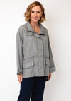 Malissa J Rhinestone Embellished Zip Up Jacket, Grey