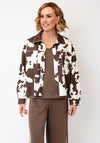 Malissa J Cow Print Button Down Jacket, Cream and Brown