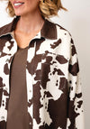 Malissa J Cow Print Button Down Jacket, Cream and Brown