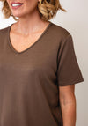 Malissa J One Size Relaxed Plain T-Shirt, Brown