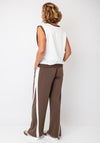 Malissa J Contrast Trim Sleeveless Top, White & Brown