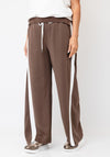 Malissa J One Size Side Stripe Wide Leg Joggers, Brown
